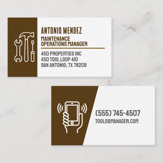 Carte de visite avec logo de marteau de maintenanc (Devant / Derrière)