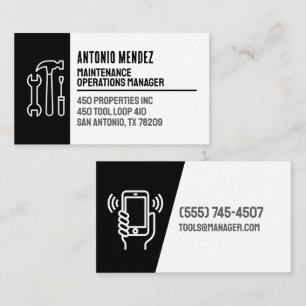 Carte de visite avec logo de marteau de maintenanc