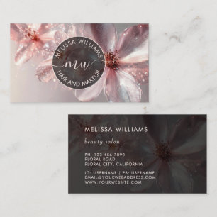 Carte de visite avec logo floral rose brillant ini