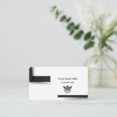 Carte de visite avec logo noir et blanc minimalist (Debout devant)