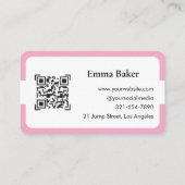 Carte de visite avec logo QR Code rose mignon (Dos)