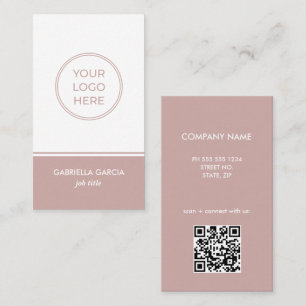 Carte de visite avec logo QR scannable rose poussi