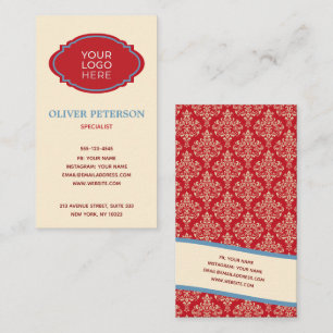 Carte de visite avec logo sur fond vintage.