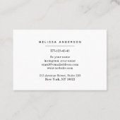 Carte de visite avec monogramme dans un style simp (Dos)
