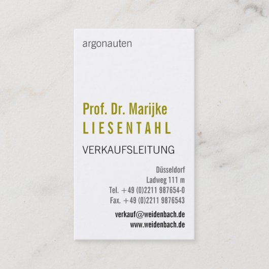 Carte De Visite Avec monogramme en orientation portrait (Devant)