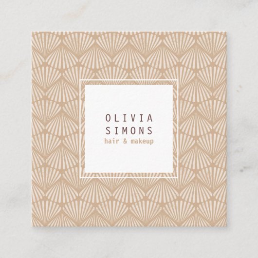 Carte de visite avec motif de coquillages rétro. (Devant)