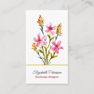 Carte de visite avec motif de fleurs d'aquarelle.