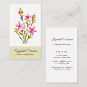 Carte de visite avec motif de fleurs d'aquarelle. (Devant / Derrière)