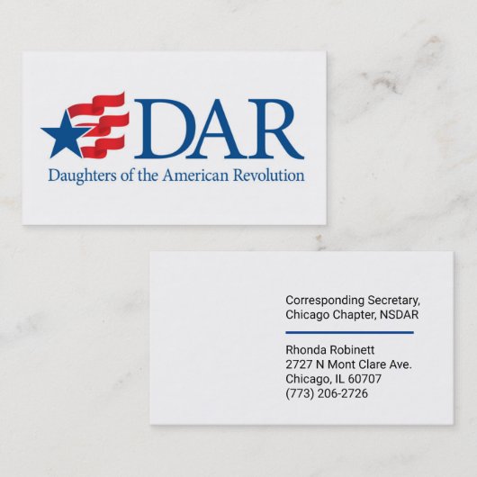 Carte de visite avec Office/Chapitre (Devant / Derrière)