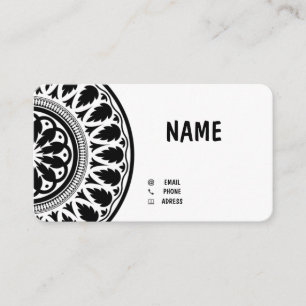 carte de visite avec ornements noirs et blancs