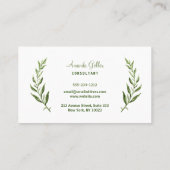 Carte de visite avec plante aquarelle. (Dos)