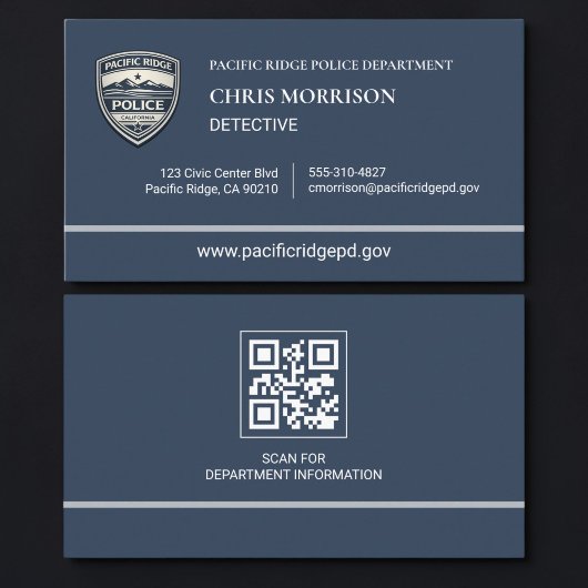 Carte de visite avec QR code pour policier