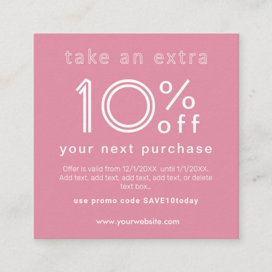 Carte de visite avec remise sur le prochain achat (Devant)