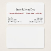 Carte de visite avec spot pour deux noms (Devant & derrière)