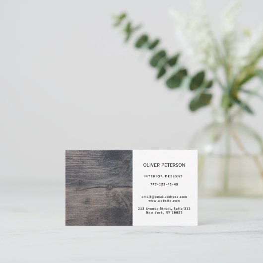 Carte de visite avec texture bois. (Debout devant)