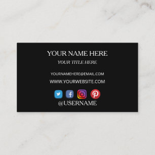 Carte de visite avec typographie blanche élégante