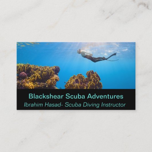 Carte De Visite Aventures et leçons de plongée modifiables (Devant)