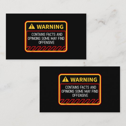 Carte De Visite Avertissement Contient Des Faits Peuvent Trouver U (Devant / Derrière)