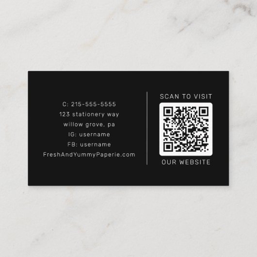 Carte De Visite AVERY Modern Black Double Frame QR Code (Dos)