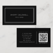 Carte De Visite AVERY Modern Black Double Frame QR Code (Devant / Derrière)