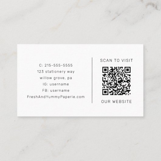 Carte De Visite AVERY Modern Minimalist Double Frame QR Code (Dos)