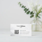 Carte De Visite Aviation Moderne avec Code QR | Noir Blanc Minimal (Debout devant)