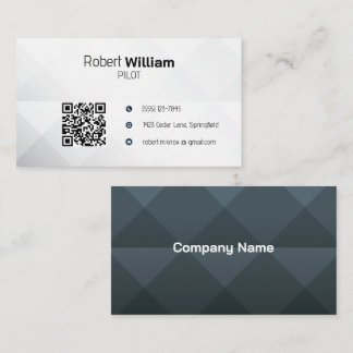 Carte De Visite Aviation Moderne avec Code QR | Noir Blanc Minimal