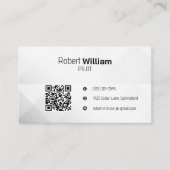 Carte De Visite Aviation Moderne avec Code QR | Noir Blanc Minimal (Devant)
