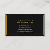 Carte De Visite Aviator Modern Gold Logo Élégant noir (Dos)