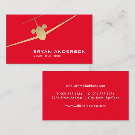 Carte de visite avion à réaction (Devant / Derrière)