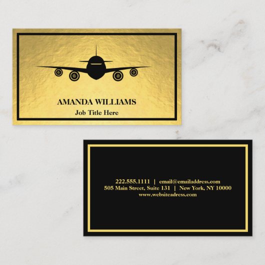 Carte De Visite Avion à réaction (Devant / Derrière)