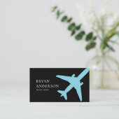 Carte De Visite Avion bleu (Debout devant)