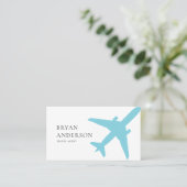Carte De Visite Avion bleu (Debout devant)