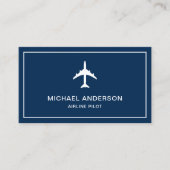 Carte De Visite Avion Blue White Jet Avion Pilote (Devant)