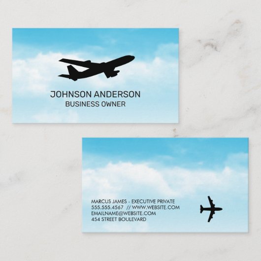 Carte De Visite Avion dans le ciel (Devant / Derrière)