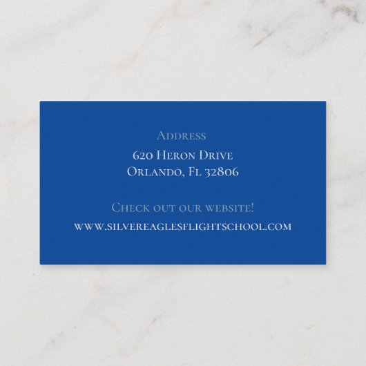 Carte De Visite Avion dans Sky Flight School Instructeur Pilote (Dos)