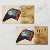 Carte De Visite AVION D'UN ROULEUR SUR UN PARCHEMENT ANTIQUE Monog (Devant / Derrière)