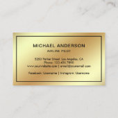 Carte De Visite Avion Faux Gold Foil Avion Avion pilote (Dos)