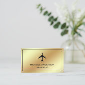 Carte De Visite Avion Faux Gold Foil Avion Avion pilote (Debout devant)