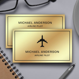 Carte De Visite Avion Faux Gold Foil Avion Avion pilote