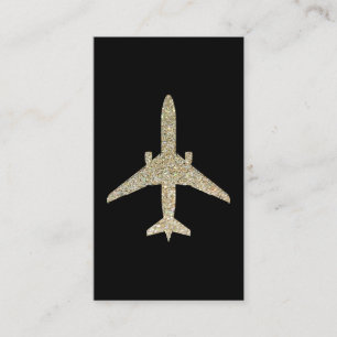 Carte De Visite Avion Faux Gold Parties scintillant