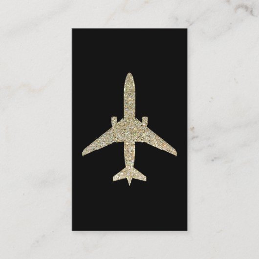 Carte De Visite Avion Faux Gold Parties scintillant (Devant)