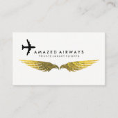 Carte De Visite Avion | Gold Foil Wings (Devant)