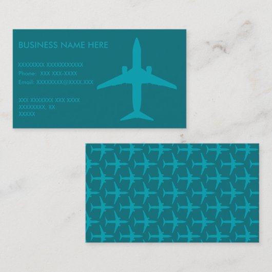 Carte De Visite Avion graphique dans le bleu d'Aqua (Devant / Derrière)