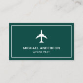 Carte De Visite Avion Green White Jet Avion pilote (Devant)