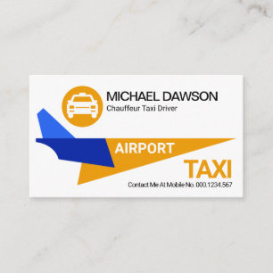 Carte De Visite Avion Jaune élégant Taxi aéroport