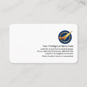 Carte De Visite Avion Jet Sur Les Ailes Or (Dos)