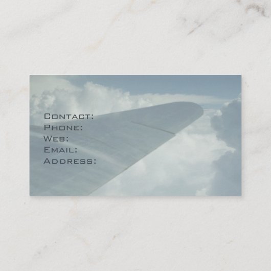 Carte De Visite Avion pilote Aile d'avion dans les nuages Volant a (Dos)