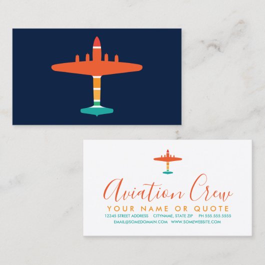 Carte De Visite avion rétro (Devant / Derrière)