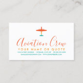 Carte De Visite avion rétro (Dos)